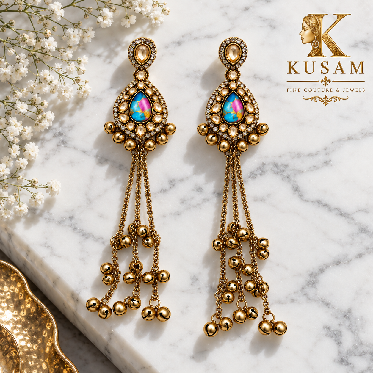 Multicolor Heritage Chain Drop Earrings