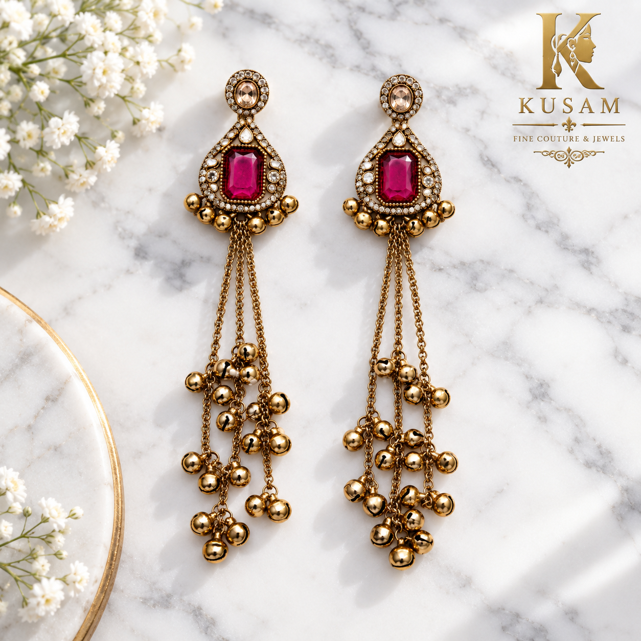 Royal Magenta Cascade Earrings