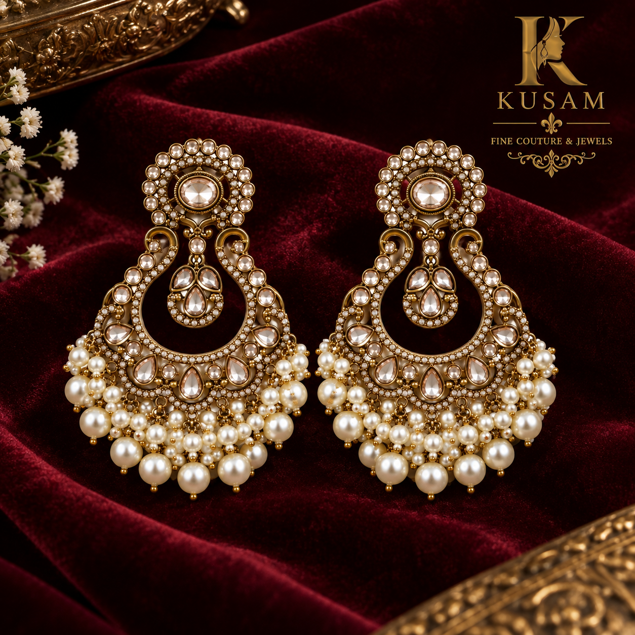 Pearl Chandbali Earrings