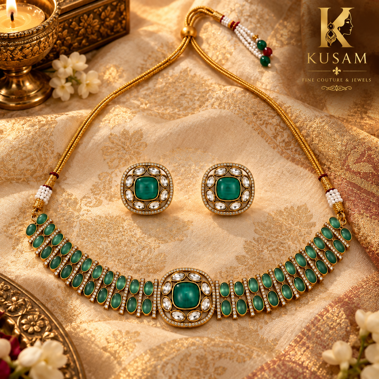 Emerald Classic Necklace Set thumbnail 3