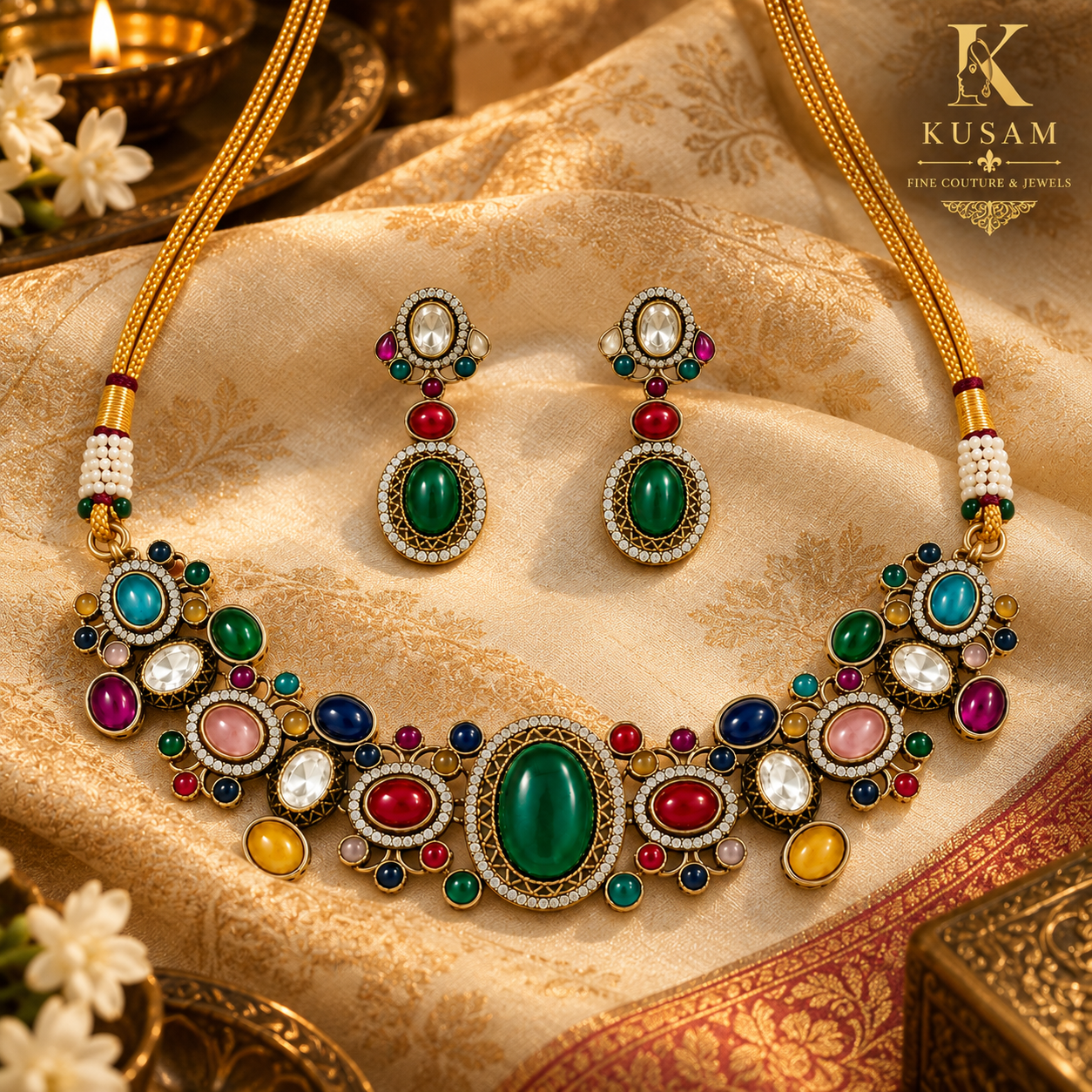 Emerald Multicolor Heritage Necklace Set