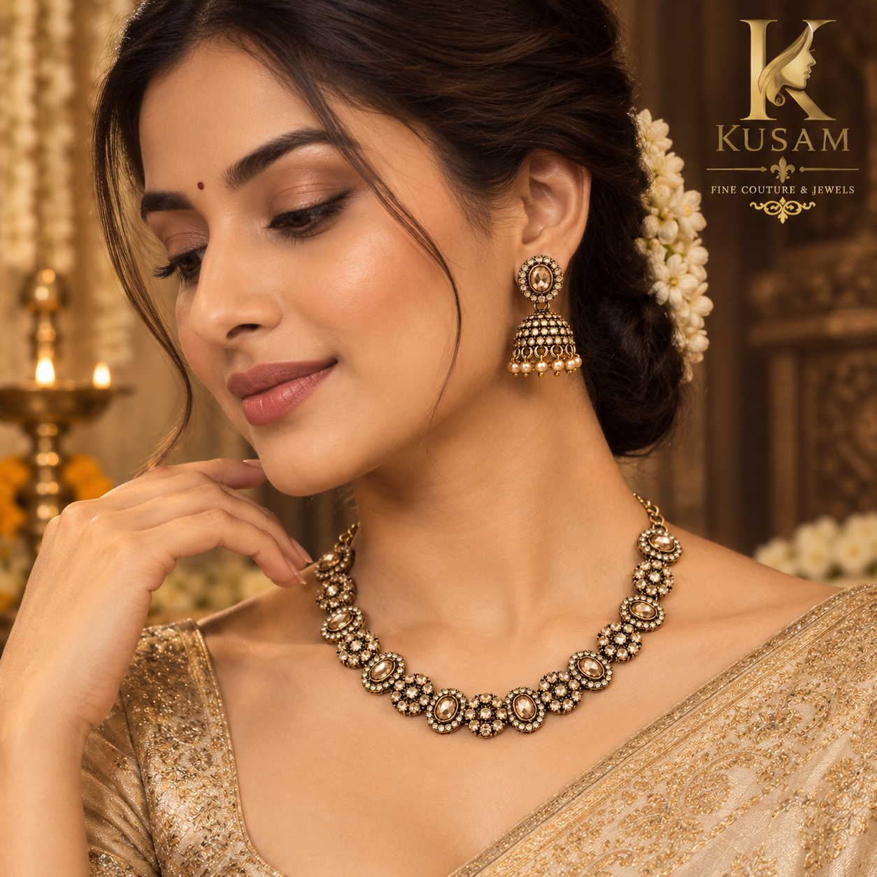 Golden Bloom Necklace Set thumbnail 4