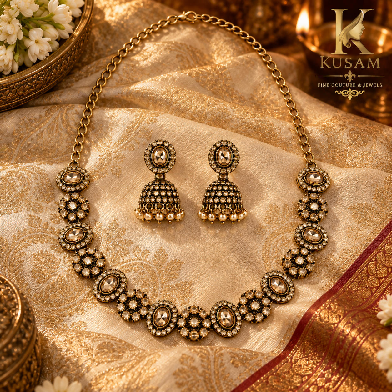 Golden Bloom Necklace Set thumbnail 2