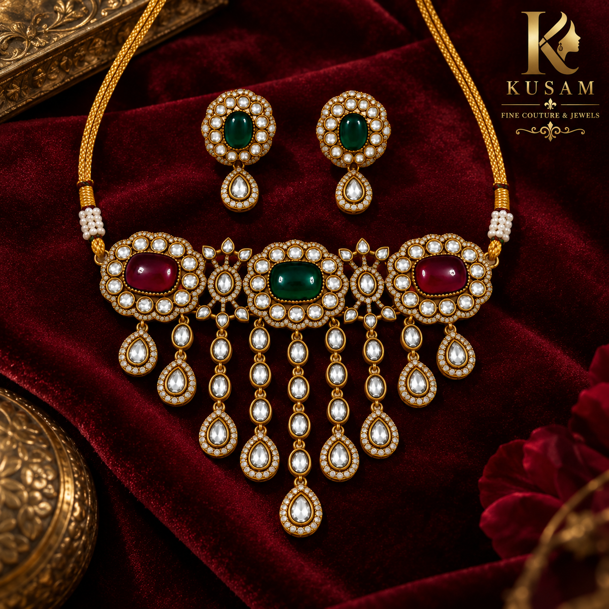 Emerald & Ruby Royal Necklace Set