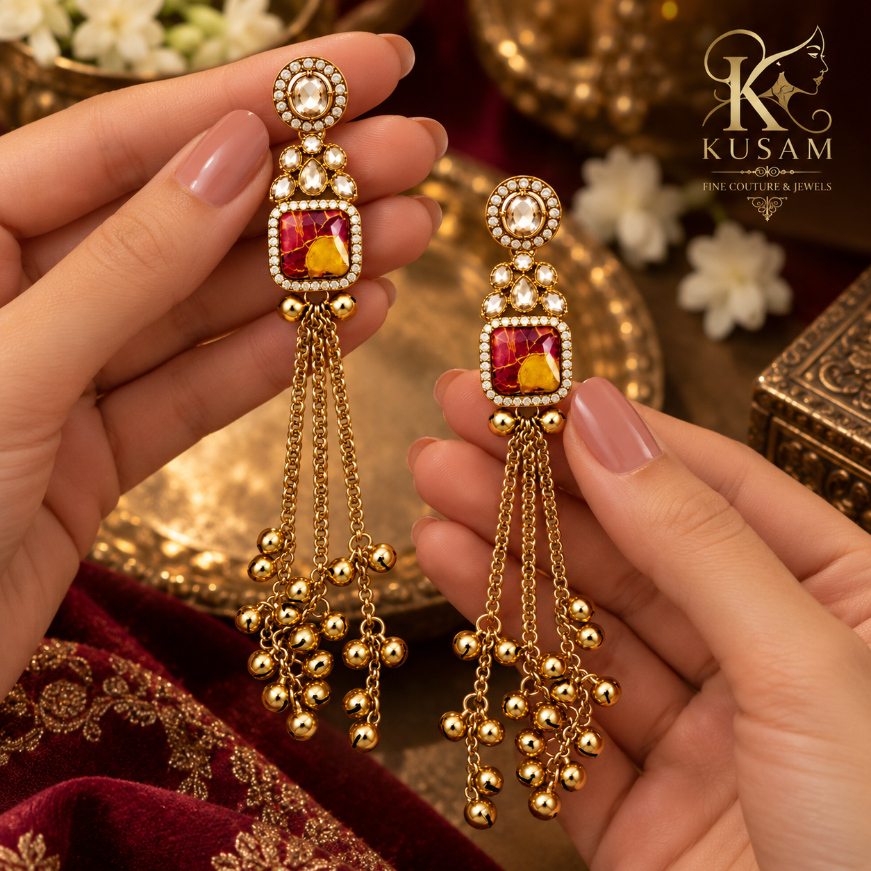 Ruby Amber Cascade Drop Earrings thumbnail 4