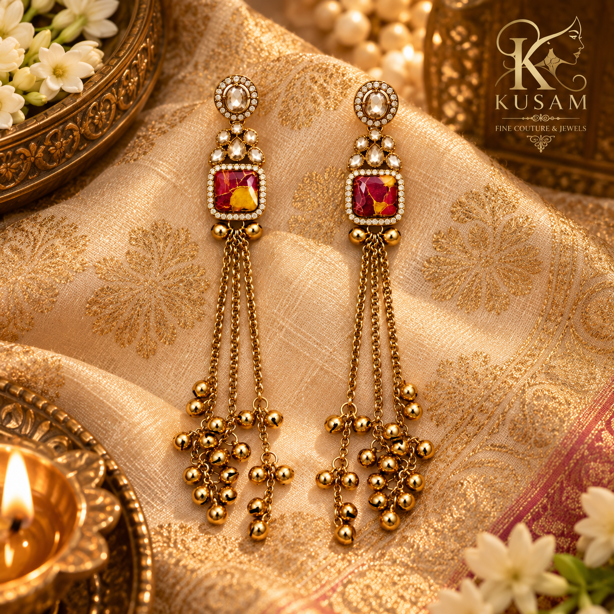 Ruby Amber Cascade Drop Earrings thumbnail 3