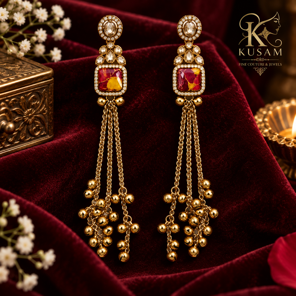 Ruby Amber Cascade Drop Earrings thumbnail 2
