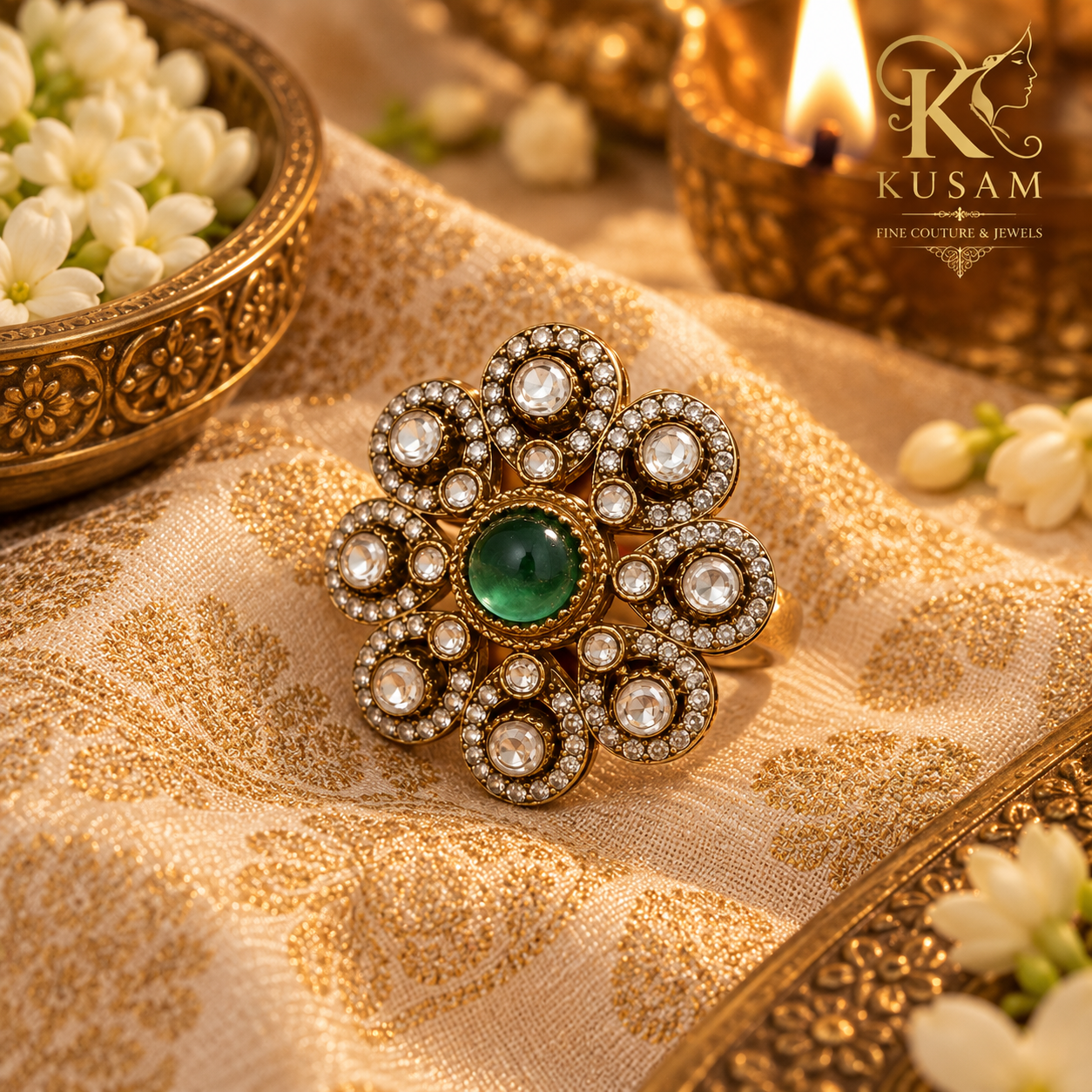 Emerald Bloom Statement Ring thumbnail 2