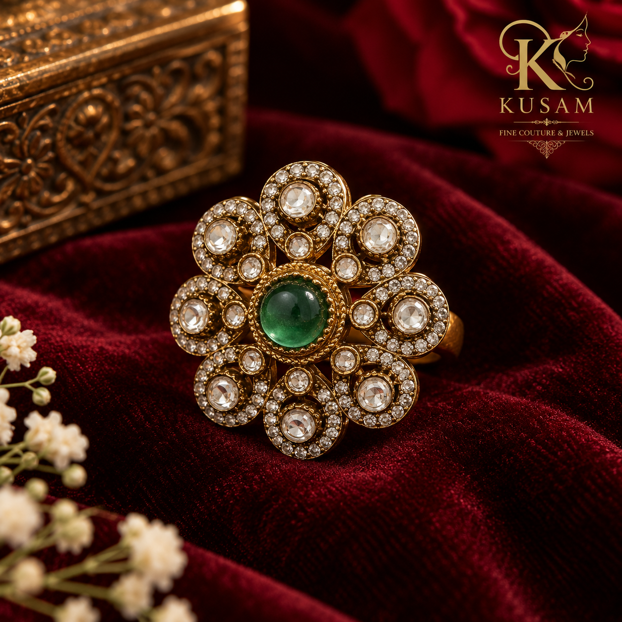 Emerald Bloom Statement Ring thumbnail 4